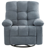 39" Blue Tufted Chenille Heated Massage Swivel Rocker Recliner With USB