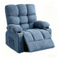 39" Blue Tufted Chenille Heated Massage Manual Rocker And Swivel Recliner With USB