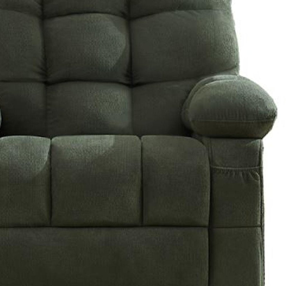 39" Dark Green Tufted Chenille Rocker And Swivel Heated Massage Manual Recliner With USB