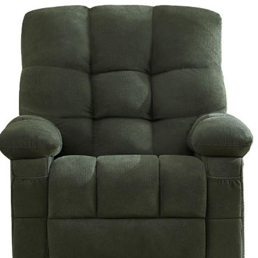 39" Dark Green Tufted Chenille Rocker And Swivel Heated Massage Manual Recliner With USB