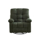 39" Dark Green Tufted Chenille Rocker And Swivel Heated Massage Manual Recliner With USB