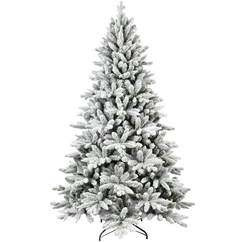 7' Green And White Full Flocked Spruce Christmas Tree