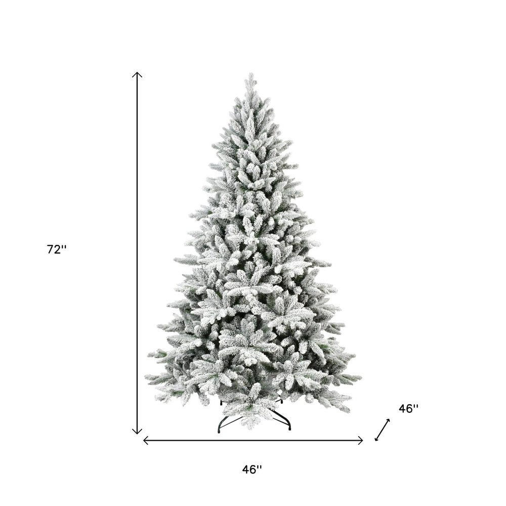 6' Green And White Full Flocked Spruce Christmas Tree