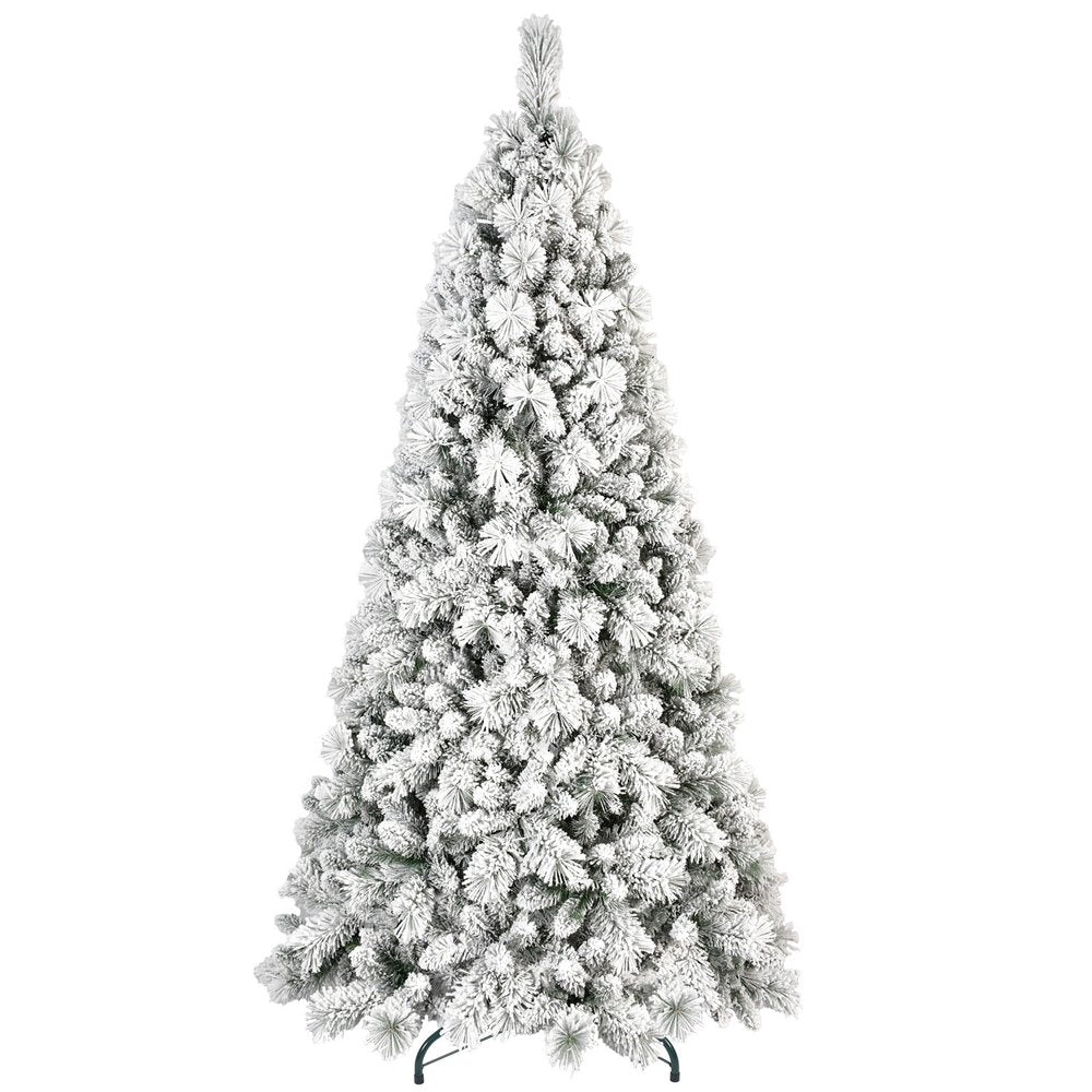 4' Green And White Slender Flocked Pine Christmas Tree