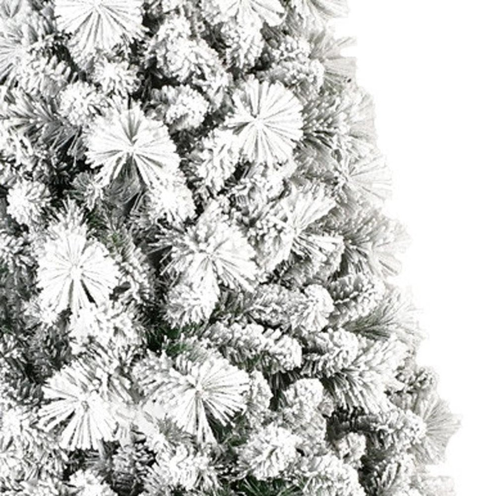 4' Green And White Slender Flocked Pine Christmas Tree