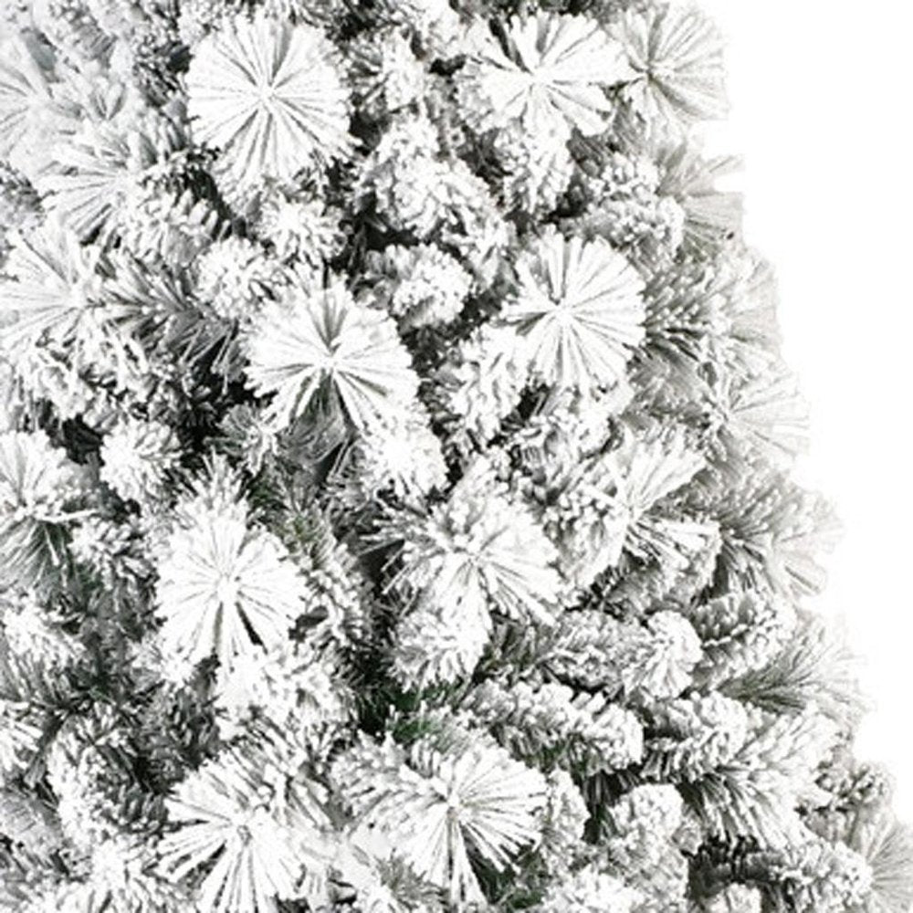 5' Green And White Slender Flocked Pine Christmas Tree