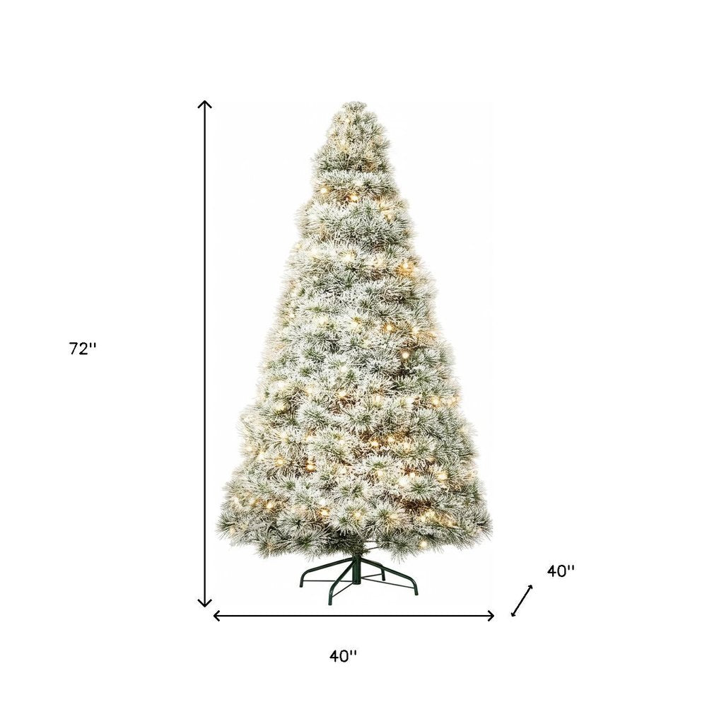 4.5' White Pre Lit Full Flocked Spruce Christmas Tree