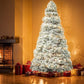 6' White Pre Lit Full Flocked Spruce Christmas Tree