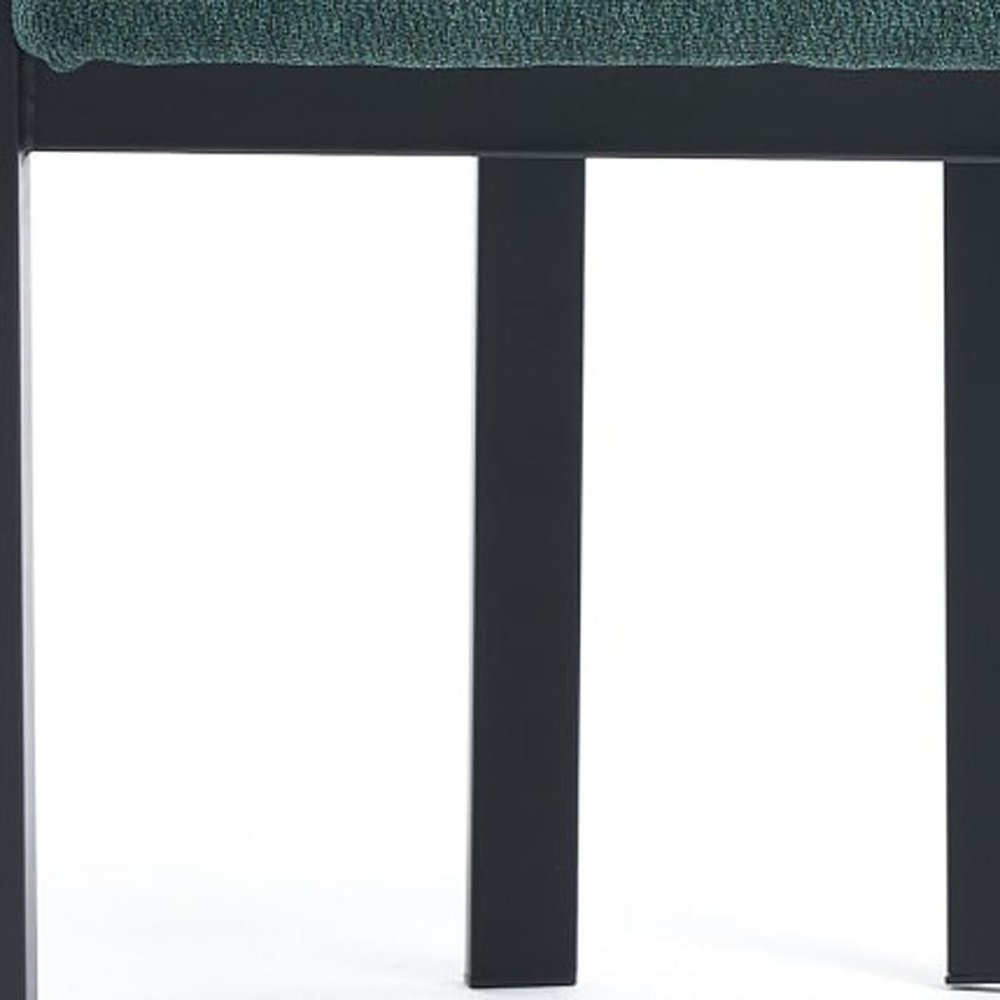 Set of Two Green and Black Chenille And Metal Partially Open Back Dining Side Chairs