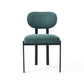 Set of Two Green and Black Chenille And Metal Partially Open Back Dining Side Chairs