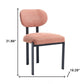 Set of Two Salmon and Black Chenille And Metal Partially Open Back Dining Side Chairs