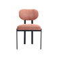 Set of Two Salmon and Black Chenille And Metal Partially Open Back Dining Side Chairs