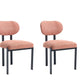 Set of Two Salmon and Black Chenille And Metal Partially Open Back Dining Side Chairs