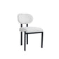 Set of Two White and Black Chenille And Metal Partially Open Back Dining Side Chairs