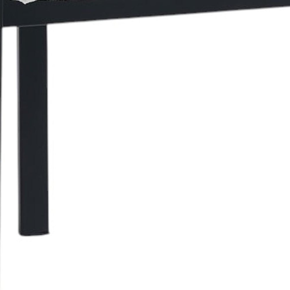 Set of Two White and Black Chenille And Metal Partially Open Back Dining Side Chairs