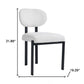 Set of Two White and Black Chenille And Metal Partially Open Back Dining Side Chairs