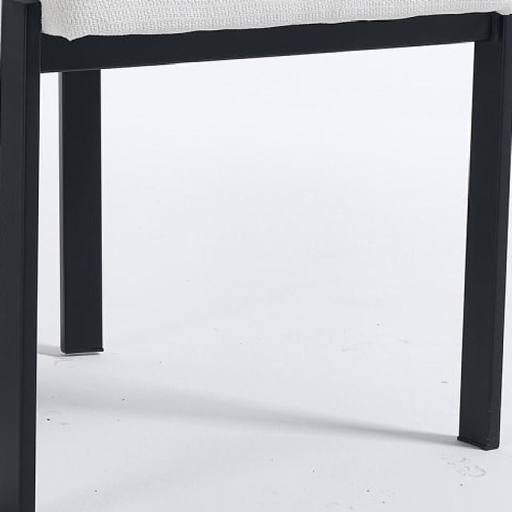 Set of Two White and Black Chenille And Metal Partially Open Back Dining Side Chairs