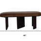 48" Brown Genuine Leather and Solid Wood Upholstered Bench
