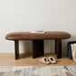 48" Brown Genuine Leather and Solid Wood Upholstered Bench