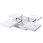 39" White Faux Marble Wood Square Coffee Table With Storage