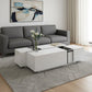 47" White Wood Extendable Coffee Table With Storage