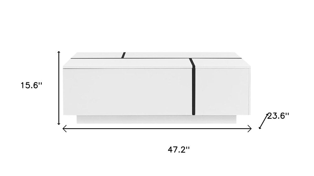 47" White Wood Extendable Coffee Table With Storage