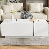 47" White Wood Extendable Coffee Table With Storage