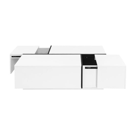 47" White Wood Extendable Coffee Table With Storage