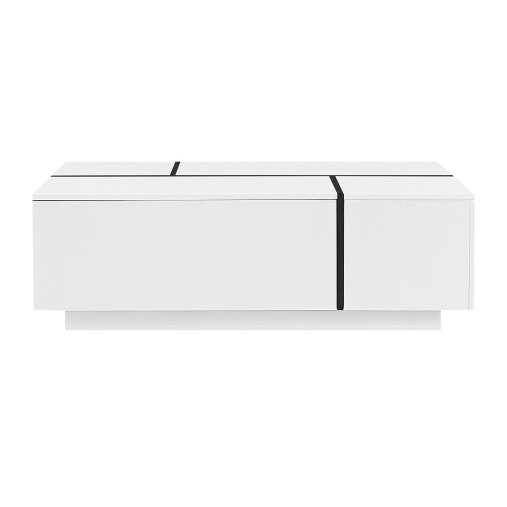 47" White Wood Extendable Coffee Table With Storage