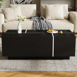 47" Black Wood Extendable Coffee Table With Storage