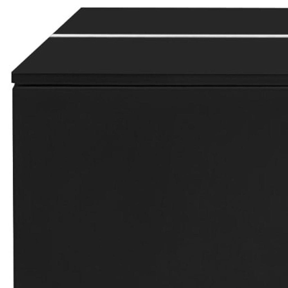 47" Black Wood Extendable Coffee Table With Storage