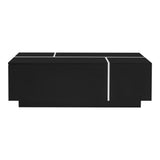 47" Black Wood Extendable Coffee Table With Storage