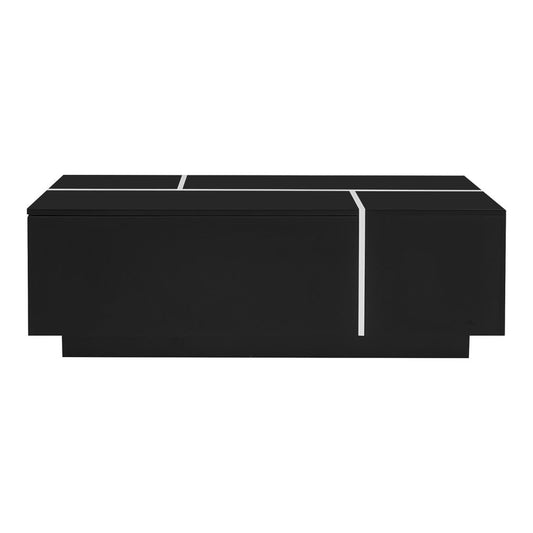 47" Black Wood Extendable Coffee Table With Storage