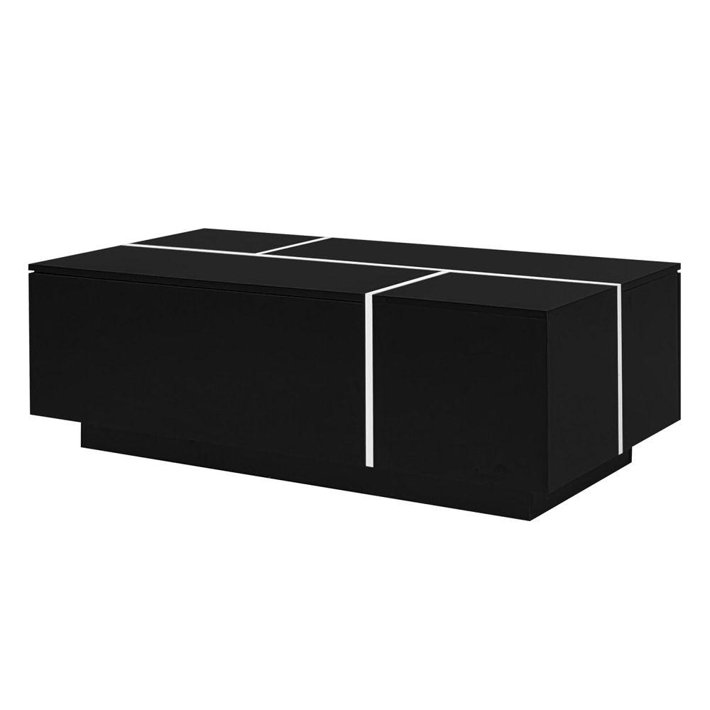 47" Black Wood Extendable Coffee Table With Storage