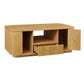 47" Natural Wood Oval Block Coffee Table With Storage
