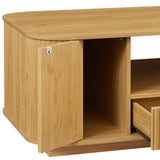 47" Natural Wood Oval Block Coffee Table With Storage