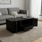 47" Black Wood Oval Block Coffee Table With Storage