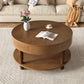 32" Natural Wood Round Coffee Table With Hidden Storage And Shelf