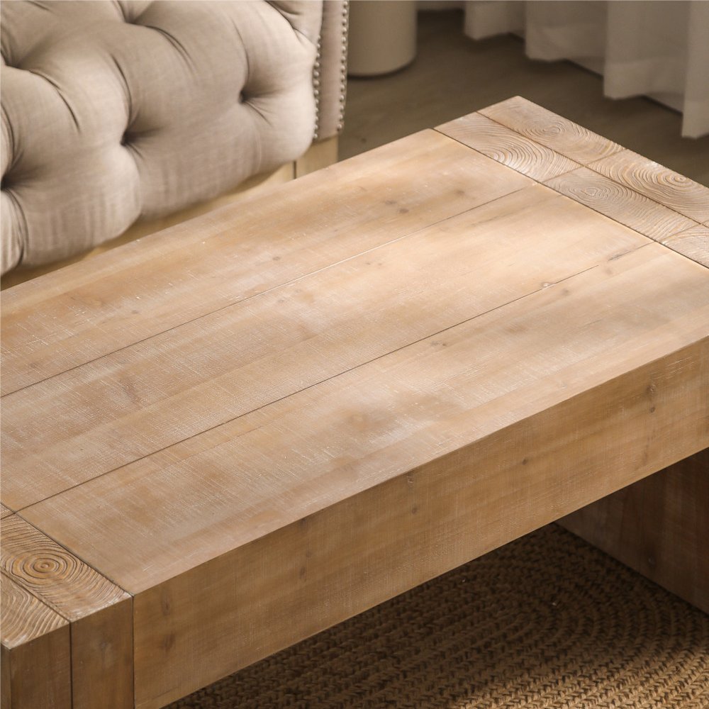 49" Natural Wood Chunky Rectangular Coffee Table