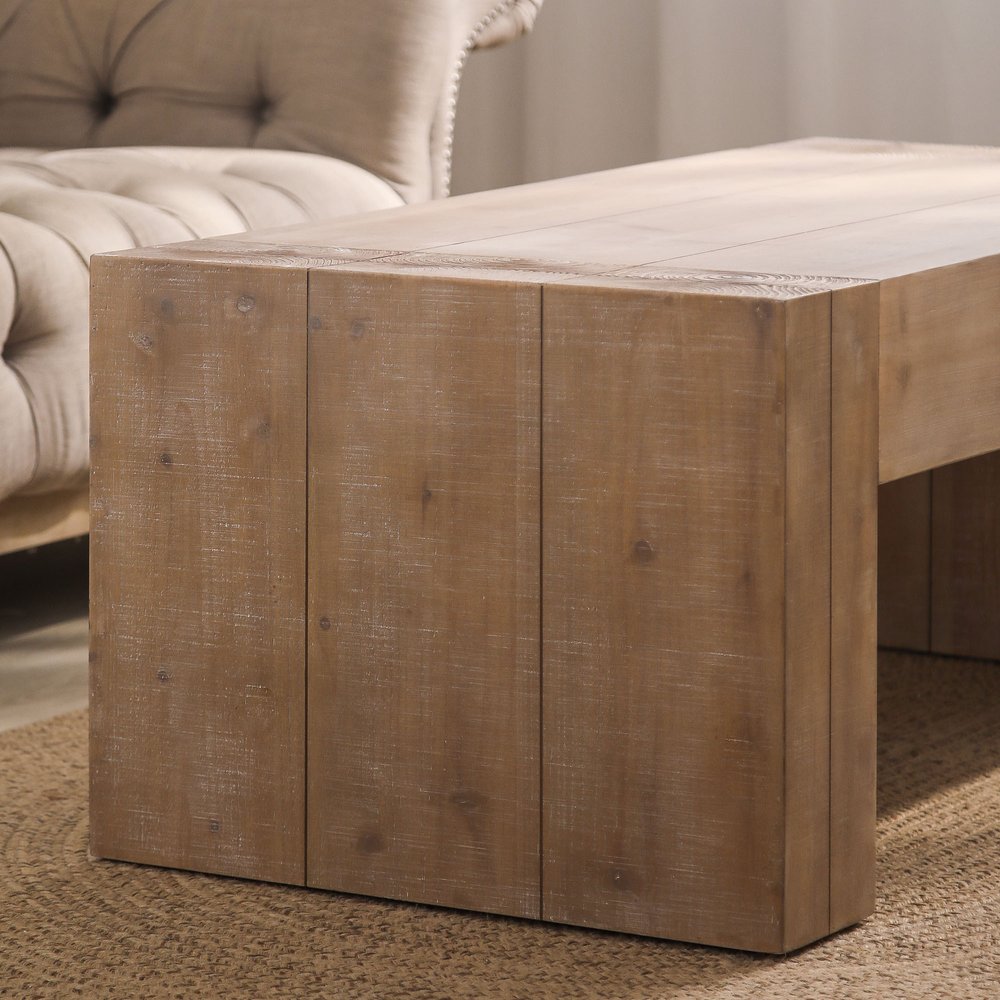 49" Natural Wood Chunky Rectangular Coffee Table