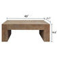 49" Natural Wood Chunky Rectangular Coffee Table