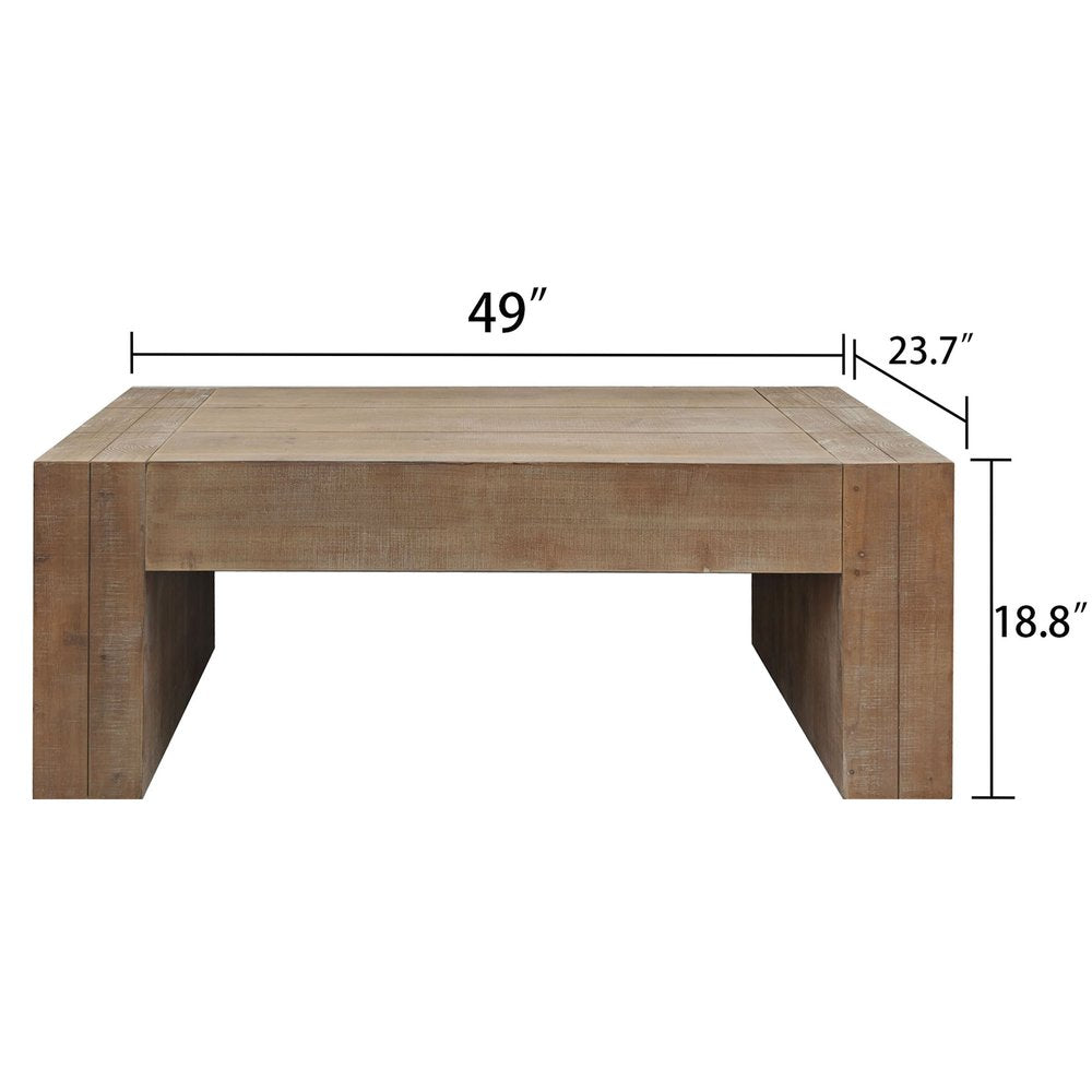 49" Natural Wood Chunky Rectangular Coffee Table