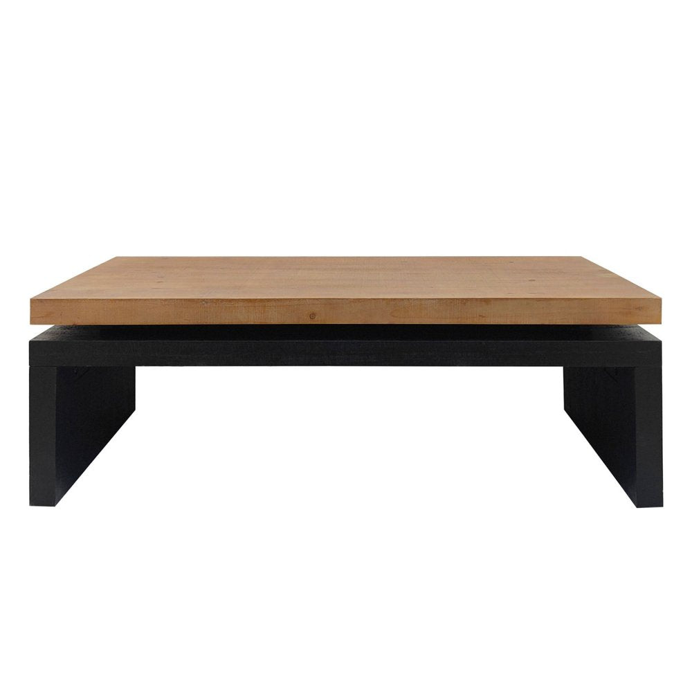 48" Natural and Black Wood Floating Frame Coffee Table