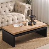 48" Natural and Black Wood Floating Frame Coffee Table