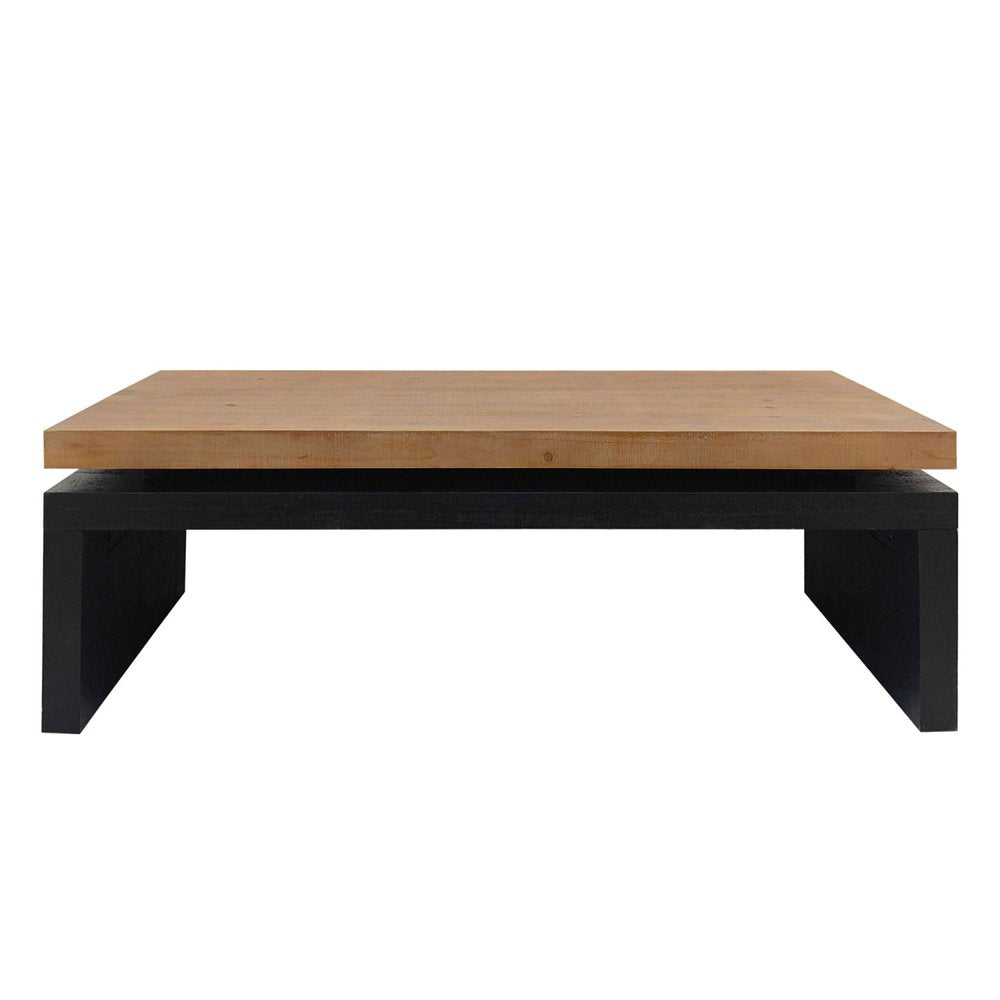 48" Natural and Black Wood Floating Frame Coffee Table