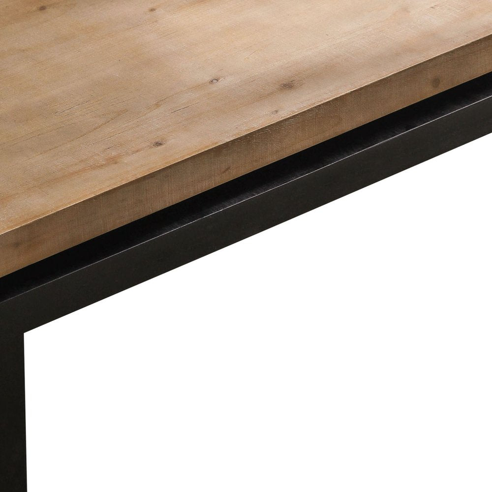 48" Natural and Black Wood Floating Frame Coffee Table