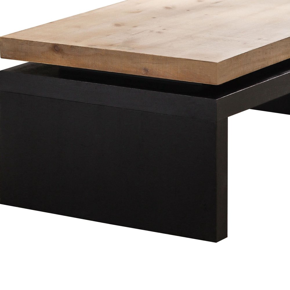 48" Natural and Black Wood Floating Frame Coffee Table