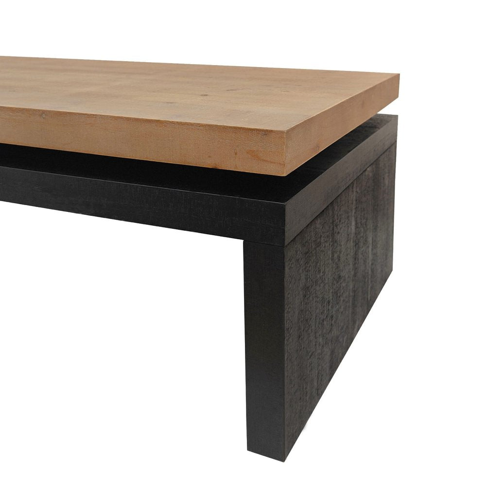 48" Natural and Black Wood Floating Frame Coffee Table
