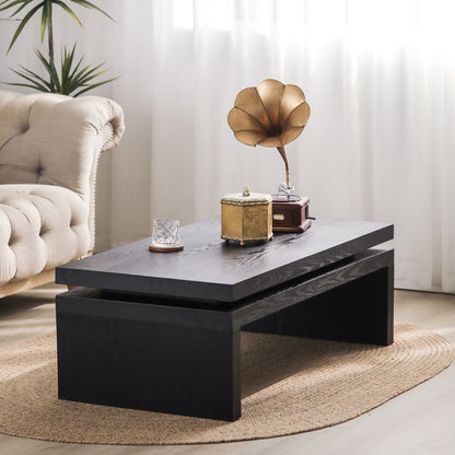 48" Black Wood Floating Frame Coffee Table
