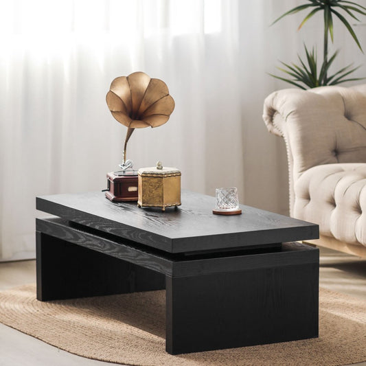 48" Black Wood Floating Frame Coffee Table